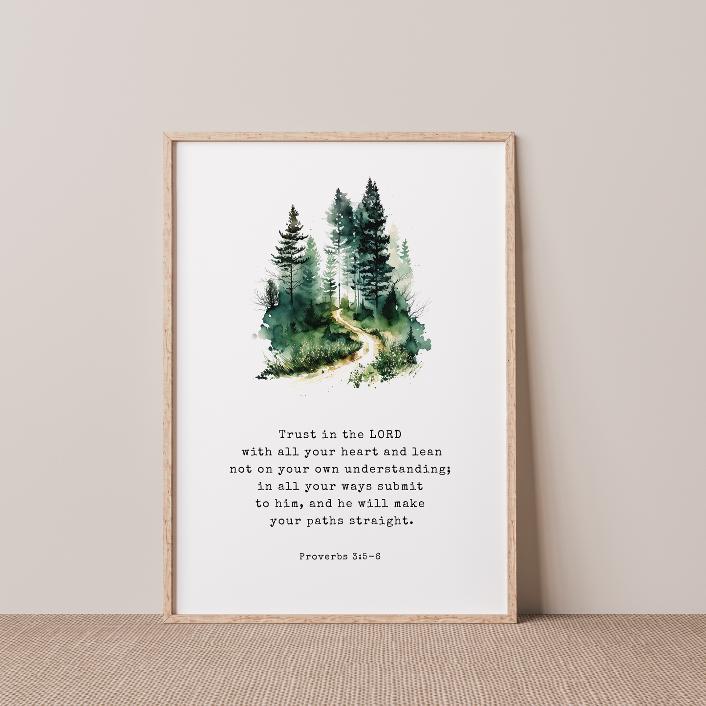 Trust in the Lord with all your heart Forest Print - Proverbs 3:5-6