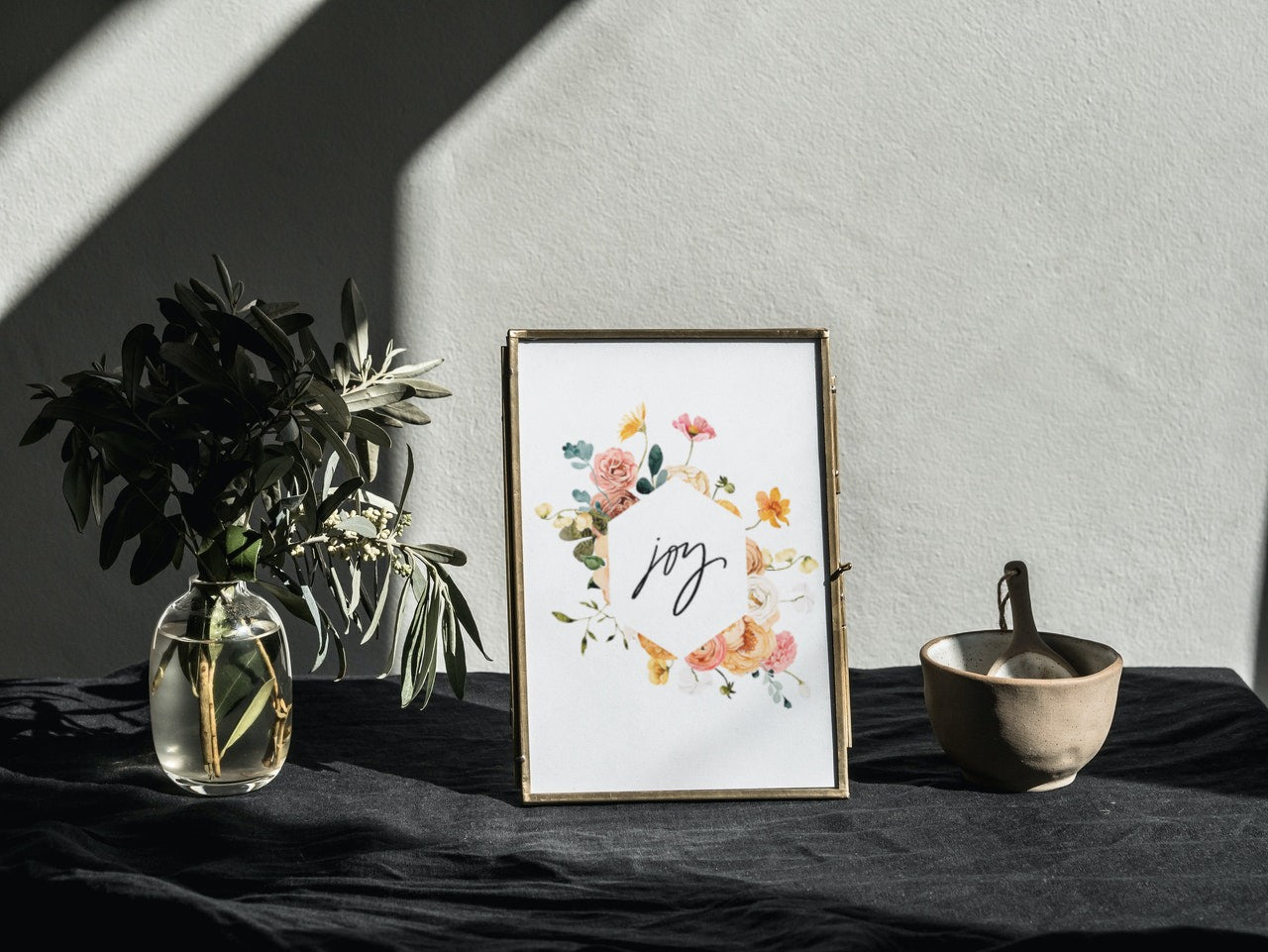 Joy with Florals Print