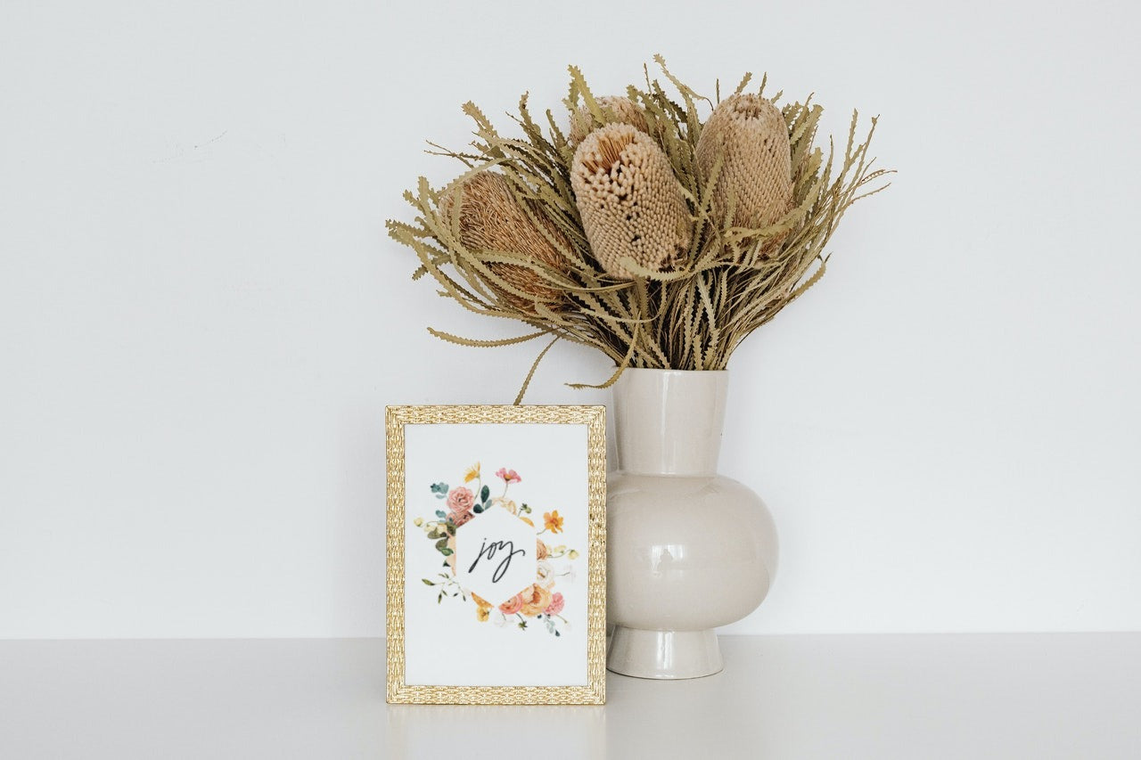 Joy with Florals Print
