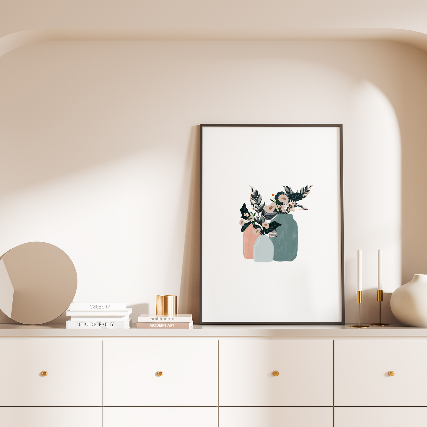 Illustration of flowers in a vase Print