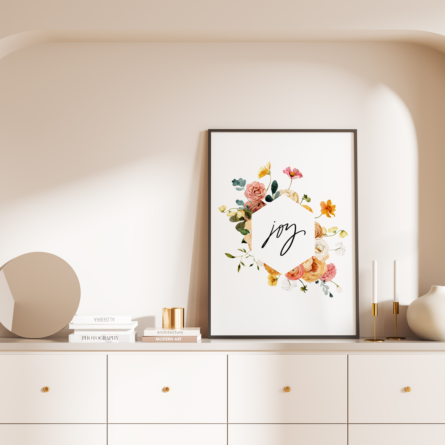 Joy with Florals Print