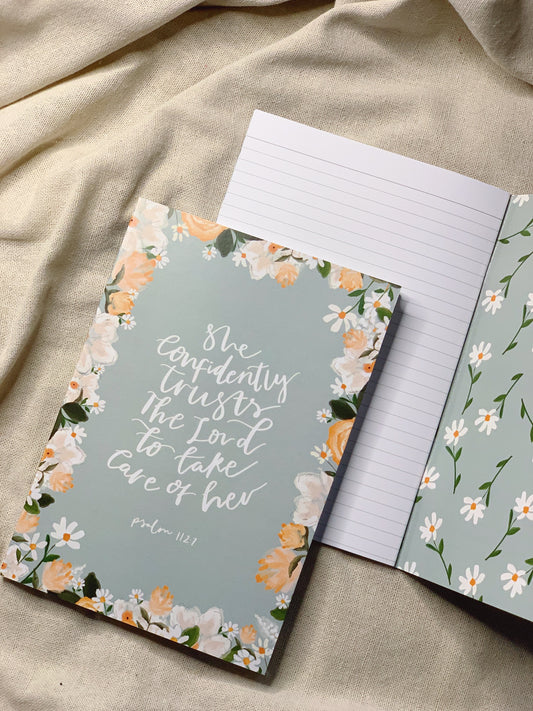 She confidently trusts Floral Lined Notebook